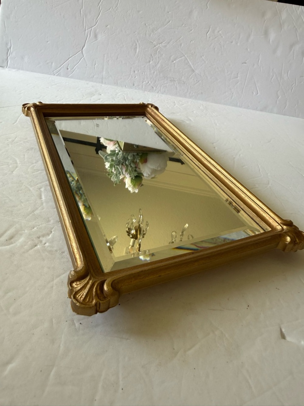 Vintage Homco Hollywood Regency Beveled Mirror Wall Decor Gold Gilt Carved